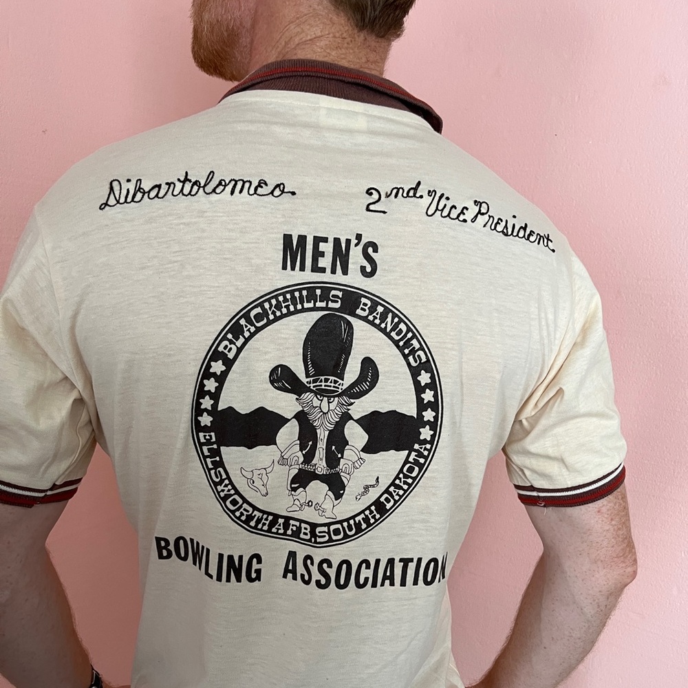 Frank’s bowling shirt. Ellsworth Air Force Base, South Dakota. Single stitch